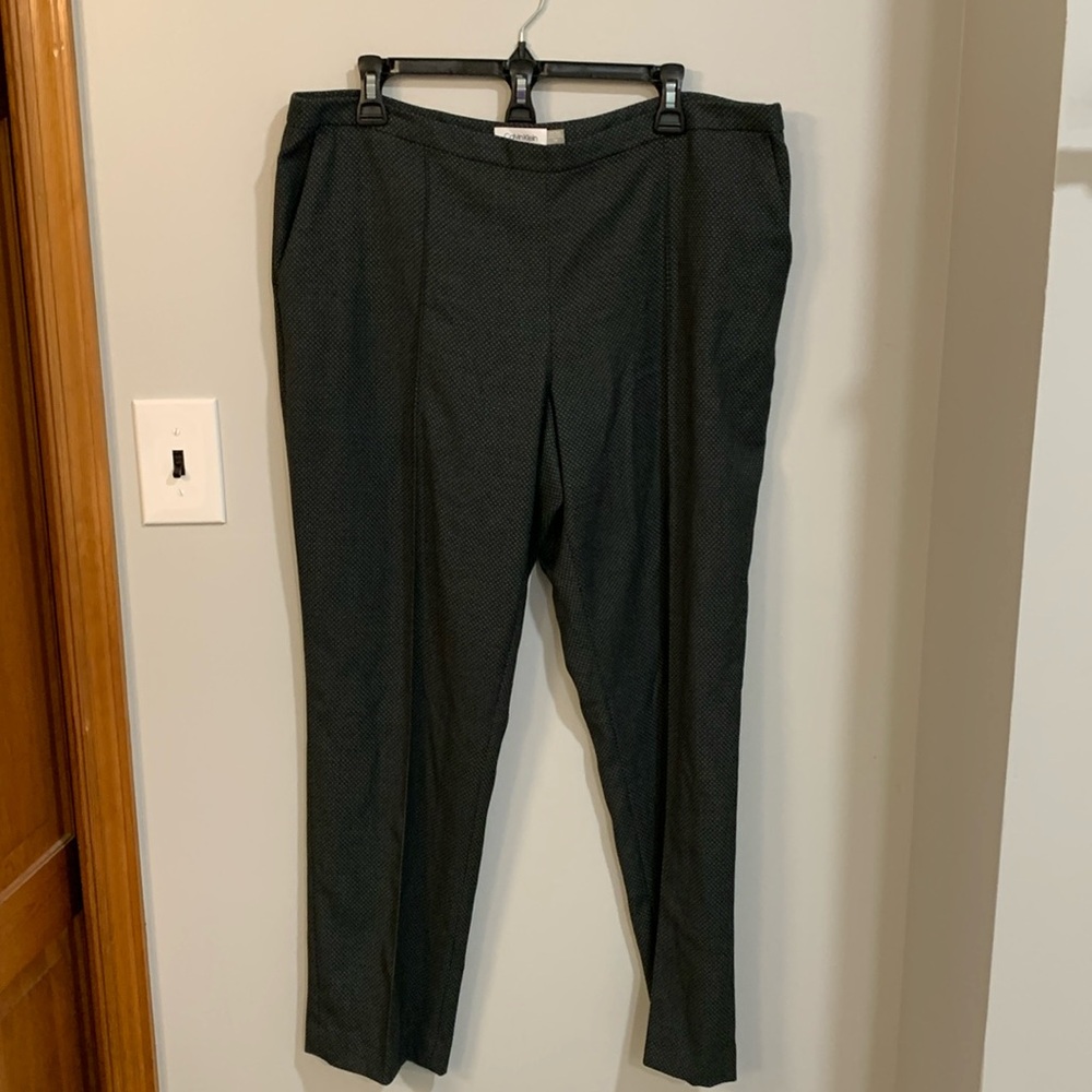Calvin Klein NWT Textured Ankle Pants Black & Gray Side Zip Trousers Office Wear